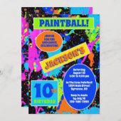 ペイントボール誕生日パーティーへの招待 招待状 (正面/裏面)