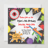 ペイントボール誕生日パーティーへの招待 招待状 (正面)