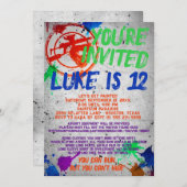 ペイントボール誕生日パーティーへの招待 招待状 (正面/裏面)