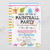 ペイントボール誕生日パーティーへの招待 招待状 (正面/裏面)