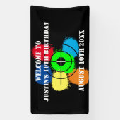 ペイントボール誕生日パーティーへようこそバナー 横断幕 (縦)