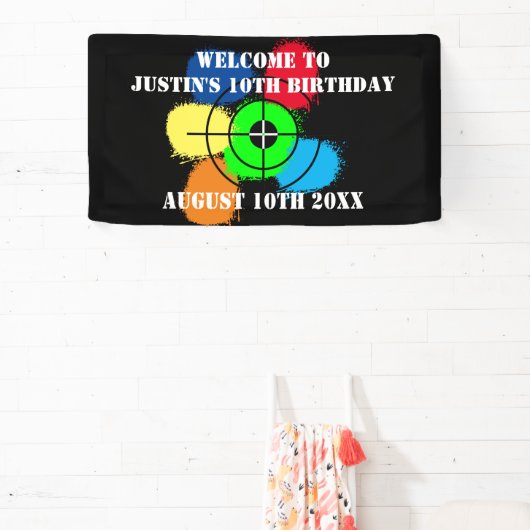 ペイントボール誕生日パーティーへようこそバナー 横断幕 (インサイチュ)
