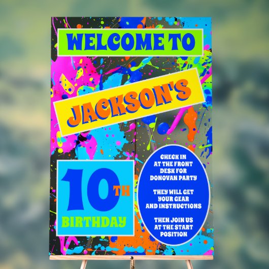 ペイントボール誕生日パーティーアクリルサイン アクリルサイン (ニュートラル)