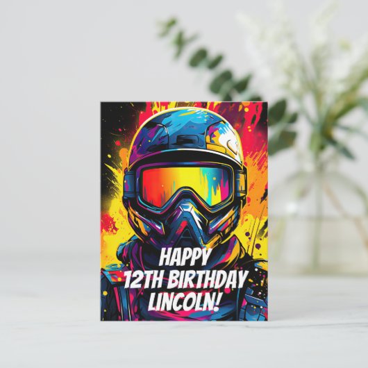 ペイントボール誕生日パーティーオーダーメイド ポストカード (スタンド正面)