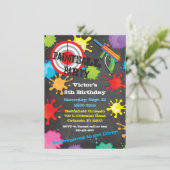 ペイントボール誕生日パーティーチョークボード背景 招待状 (スタンド正面)