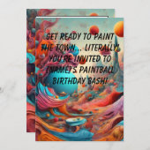 ペイントボール誕生日パーティー招待カード 案内状 (正面/裏面)