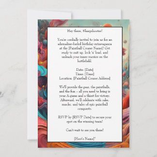 ペイントボール誕生日パーティー招待カード 案内状