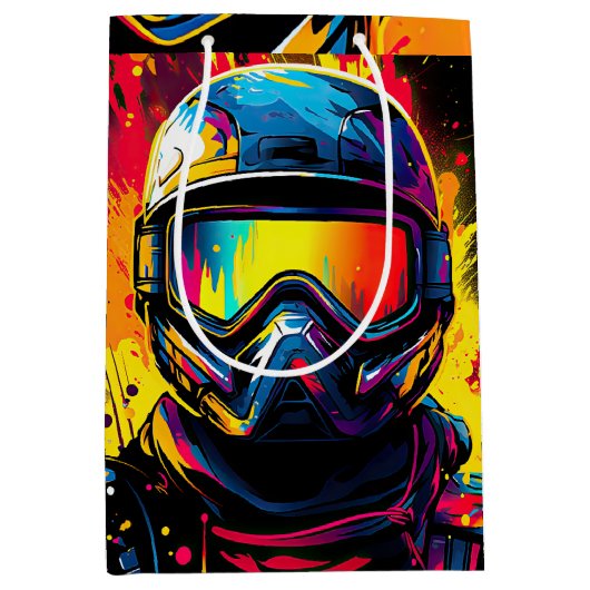 ペイントボール誕生日パーティー絵を描スプラト ミディアムペーパーバッグ (正面)