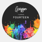 ペイントボール誕生日パーティー ラウンドシール (正面)