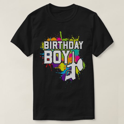 ペイントボール誕生日ボーイパーティーテーマ Tシャツ (デザイン正面)