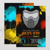 ペイントボール誕生日招待状 |ペイントボールパーティー 招待状 (正面/裏面)