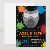 ペイントボール誕生日招待状 |ペイントボールパーティー 招待状 (正面/裏面)