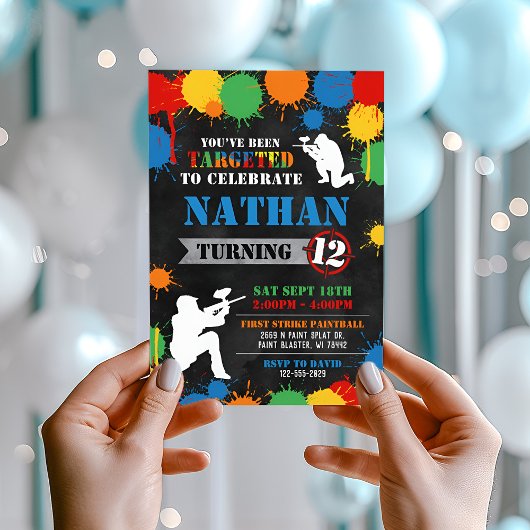ペイントボール誕生日招待状、ペイントボール招待状 招待状
