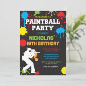 ペイントボール誕生日招待状/ペイントボール誕生日 招待状 (スタンド正面)