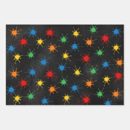 ペイントボール誕生日（ばちゃばちゃ）跳ねる ラッピングペーパーシート