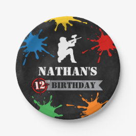 ペイントボール（ばちゃばちゃ）跳ねる子供の誕生日パーティー紙プレート ペーパープレート