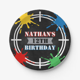 ペイントボール（ばちゃばちゃ）跳ねる子供の誕生日 カラフル ペーパープレート