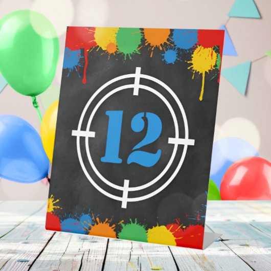 ペイントボール(ばちゃばちゃ)跳ねる誕生日エージボーズペデスタルサイン 台座サイン