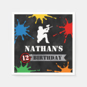 ペイントボール（ばちゃばちゃ）跳ねる誕生日ボーイズティーンズ スタンダードカクテルナプキン (正面)