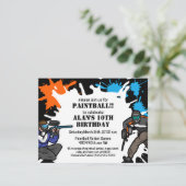 ペイントボール テーマの誕生日パーティー 子供招待状 招待状 (スタンド正面)