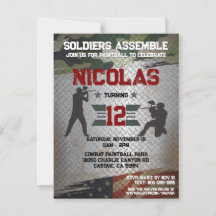 ペイントボール バースデーパーティー ミリタリー カモフラージュ アメリカ 招待状