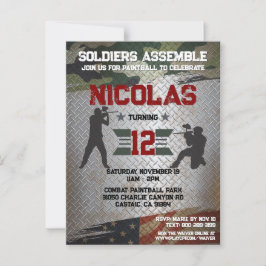 ペイントボール バースデーパーティー ミリタリー カモ USA 招待状