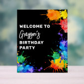 ペイント誕生日パーティーウェルカム アクリルサイン (ニュートラル)