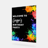 ペイント誕生日パーティーウェルカム アクリルサイン (傾斜)