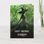 ペイント調のいたずら好きな魔女 誕生日おめでとう カード (正面)