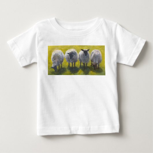 ペイント風の羊の赤ちゃんTシャツ ベビーTシャツ (正面)