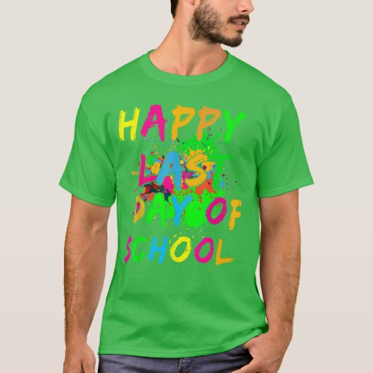 ペイント飛沫エフェクトで輝く学校最後の日 Tシャツ (正面)