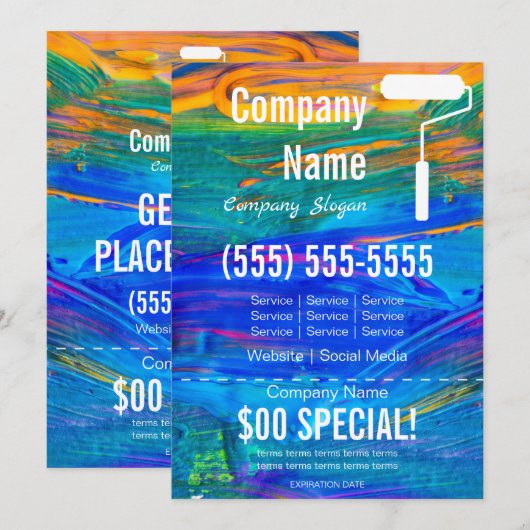 ペイント5x7チラシ 招待状 (正面/裏面)