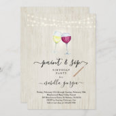 ペイント＆シップの誕生日、ハッチャケパーティー、ブライダルシャワー 招待状 (正面/裏面)