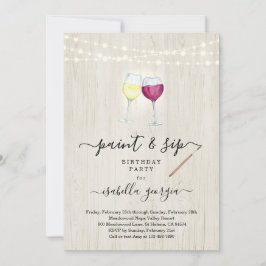 ペイント＆シップ 誕生日パーティー、ハッチェロレッテパーティー、ブライダルシャワー 招待状