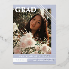 ペイ淡い色のニクル銀線の写真卒業 箔招待状