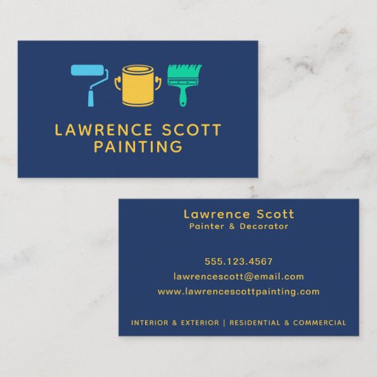 ペイ絵画ター社モダンカラフルシンプル 名刺 (正面/裏面)