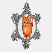 ペウターの雪片クリスマスの子猫の飾り スノーフレークピューターオーナメント (左)