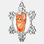 ペウターの雪片クリスマスの子猫の飾り スノーフレークピューターオーナメント (右)