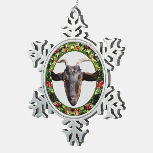 ペウタークリスマス装飾バルク&タンヤギ スノーフレークピューターオーナメント (右)