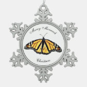 ペウタークリスマス装飾メリー（昆虫）オオカバマダラ、モナーククリスマス スノーフレークピューターオーナメント (正面)