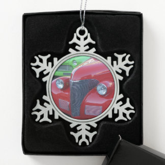 ペウター製スノーフレーク アンティークカー クリスマス オーナメント