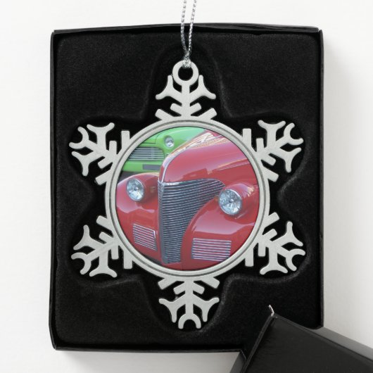 ペウター製スノーフレーク アンティークカー クリスマス オーナメント (ボックス)