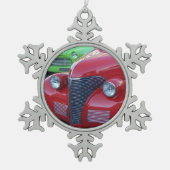 ペウター製スノーフレーク アンティークカー クリスマス オーナメント (正面)