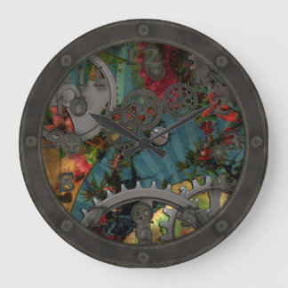 ペウファンキータービクトリアンスチームパンクと顔 ラージ壁時計