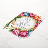 ペオエレガントンブーケ結婚のお祝い 箔招待状 (回転した状態)