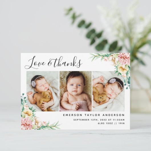 ペオニエユーカリフローララブアンド感謝していベビー サンキューカード (スタンド正面)