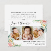 ペオニエユーカリフローララブアンド感謝していベビー サンキューカード (正面/裏面)