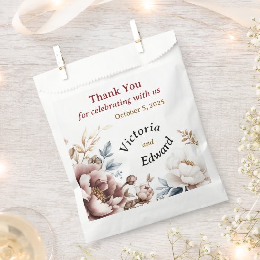 ペオニビクトリアンラックス結婚式の引き出物バッグ フェイバーバッグ (クリップ留めされた状態)