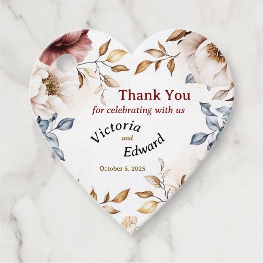 ペオニビクトリアンラックス結婚式の引き出物ラベル フェイバータグ (正面)