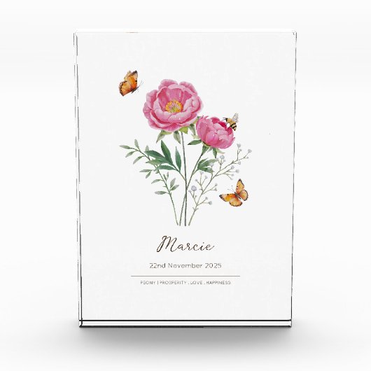 ペオニーの誕生月の花 フォトブロック (正面)